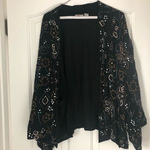 Chico’s black and silver sequined shrug